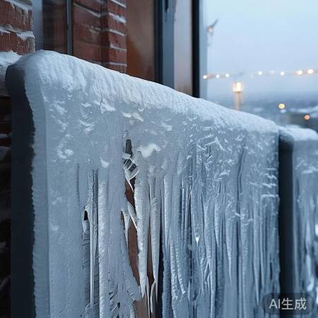 “低温湿度造就阳台冰河”
