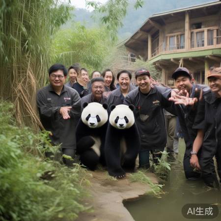 成都熊猫基地迎接晓晓和蕾蕾