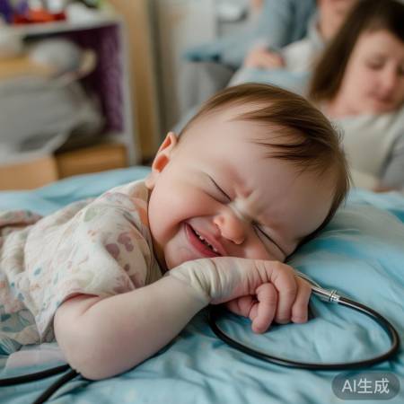 宝宝装睡拒检查，1岁半萌娃逃避医生检查瞬间走红