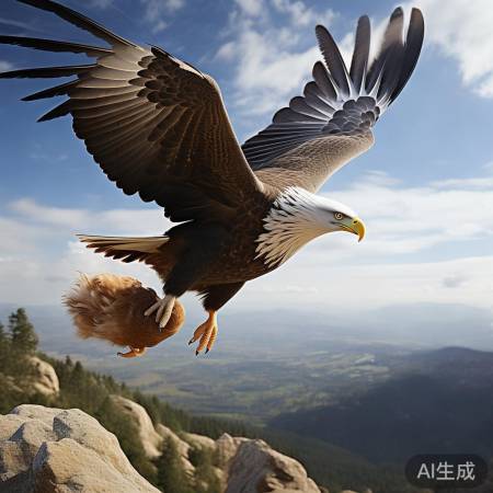 老鹰母鸡高空掠食