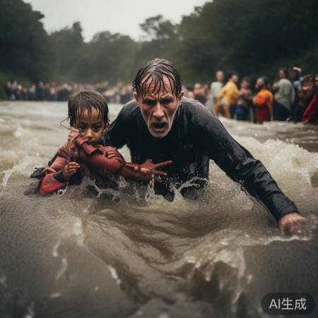 父子险境，小张救援成功