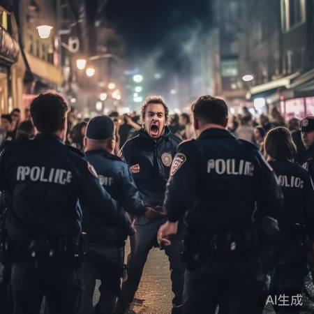 街头男子失控闹事