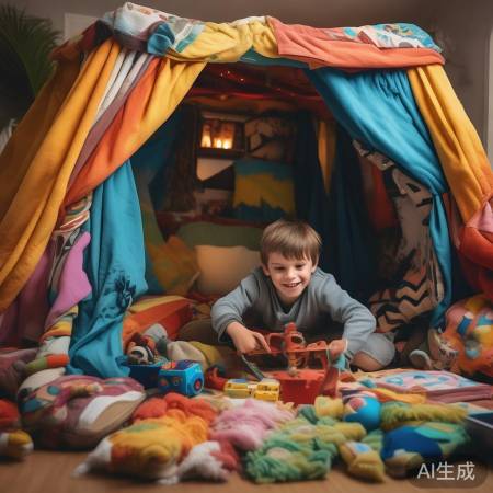 男孩奇招展童真快乐