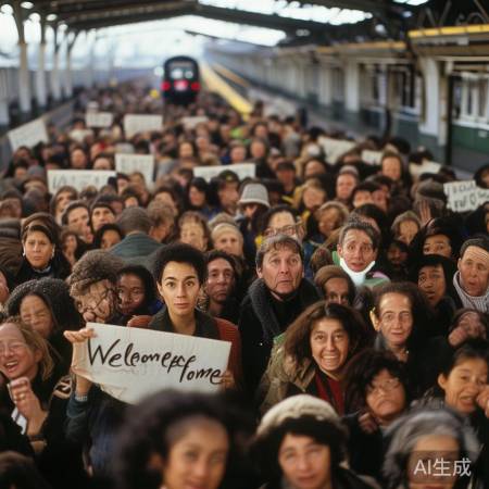 火车站喜悦迎亲