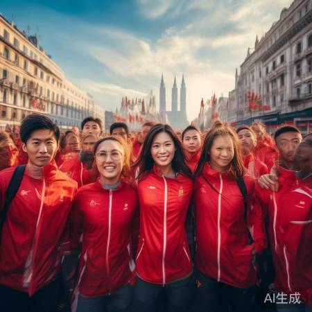 米兰街头热闹非凡，中国运动员盛