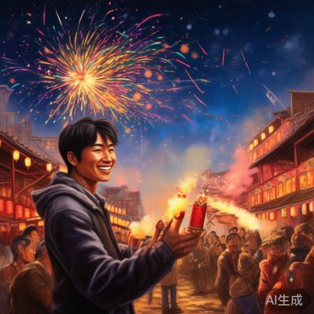 吴克群放鞭炮迎新春