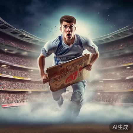 马克举牌滑倒，压力大紧张