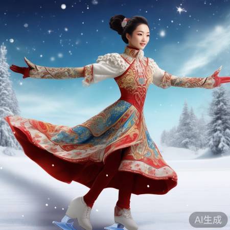 谷爱凌穿中国风雪服，传承文化。