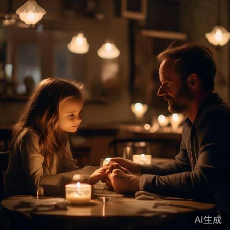 餐馆里,女儿泪眼含笑。