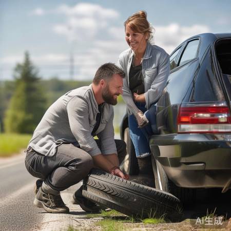 夫妻换胎互慰藉