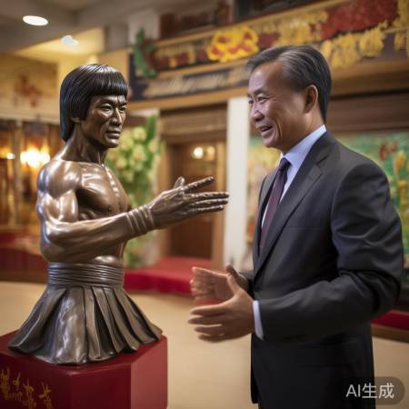 “瑙鲁总统探访李小龙纪念馆笑容