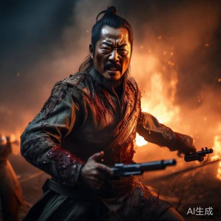 中将身中三枪仍反击,英勇无畏