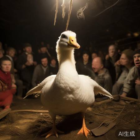 大鹅绑屠刀，引发热议