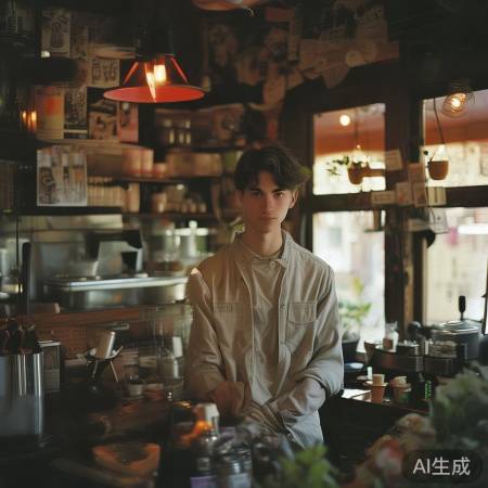 小张在咖啡馆当服务员