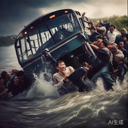 公交车失控冲桥，大爷救乘客