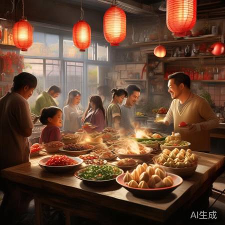 “团圆年夜饭，幸福满人间”