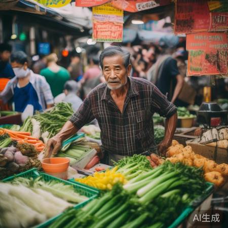 张大爷努力卖菜，生意兴隆