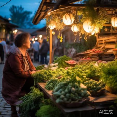 二姐春菜摊，村中风景线