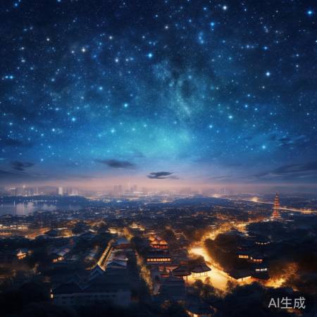 梦幻星空下的中国夜色