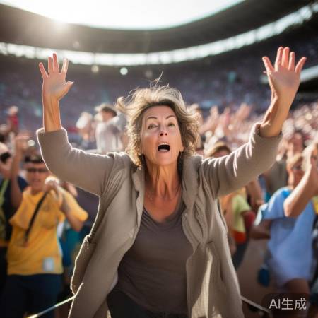 大妈看子手舞足蹈血压飙升