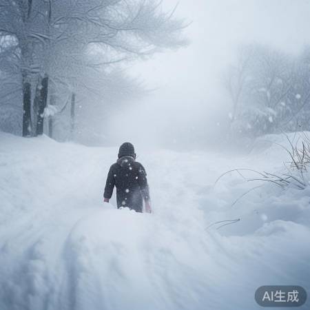 暴雪覆盖，步履维艰