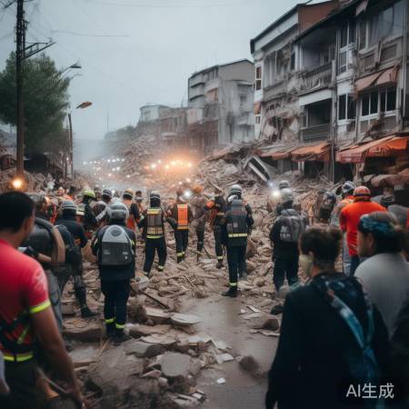 地震应急救援进行中