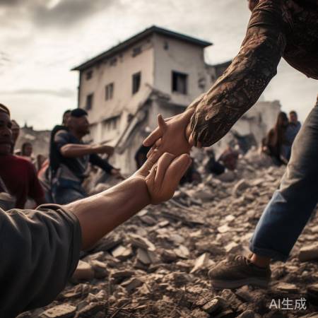 地震废墟中重逢，团结力量大