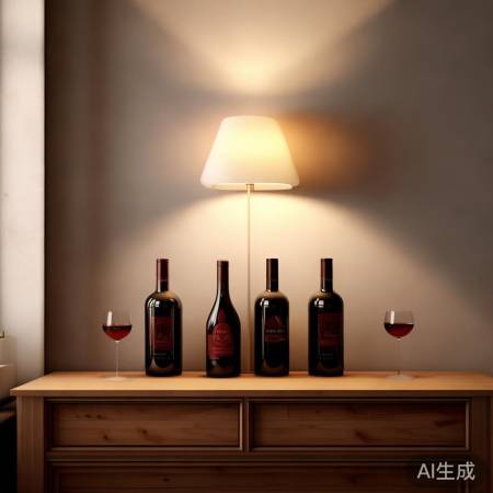 温馨角落，红酒与壁灯相伴
