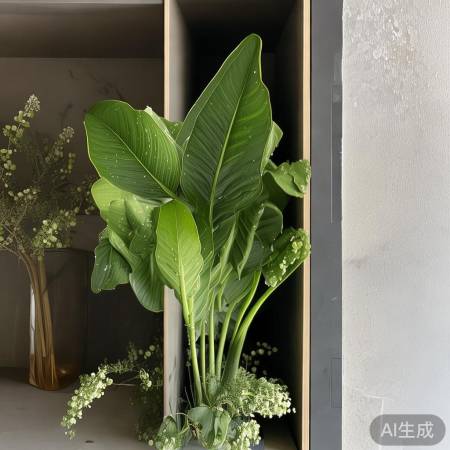 简约红酒柜配绿植