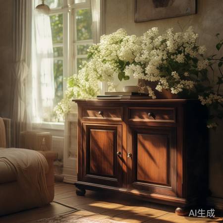 深棕红酒柜配白茉莉，温馨书香茶