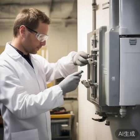 安装壁挂炉配件，拧紧螺丝