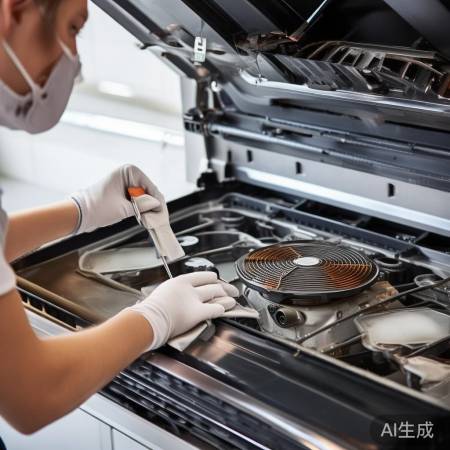 清洗风机电机，拆盖擦拭