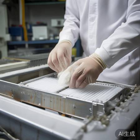 安装新过滤网，箭头指示方向。