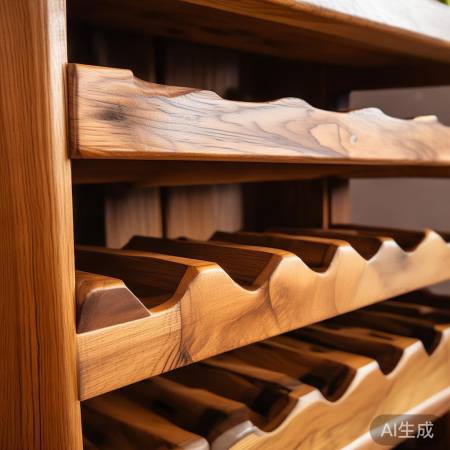 实木红酒架，纹理色泽自然，工艺